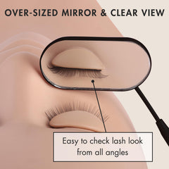 Embagol Lash Mirror Square Fit against skin helps detect uneven lashes safely.