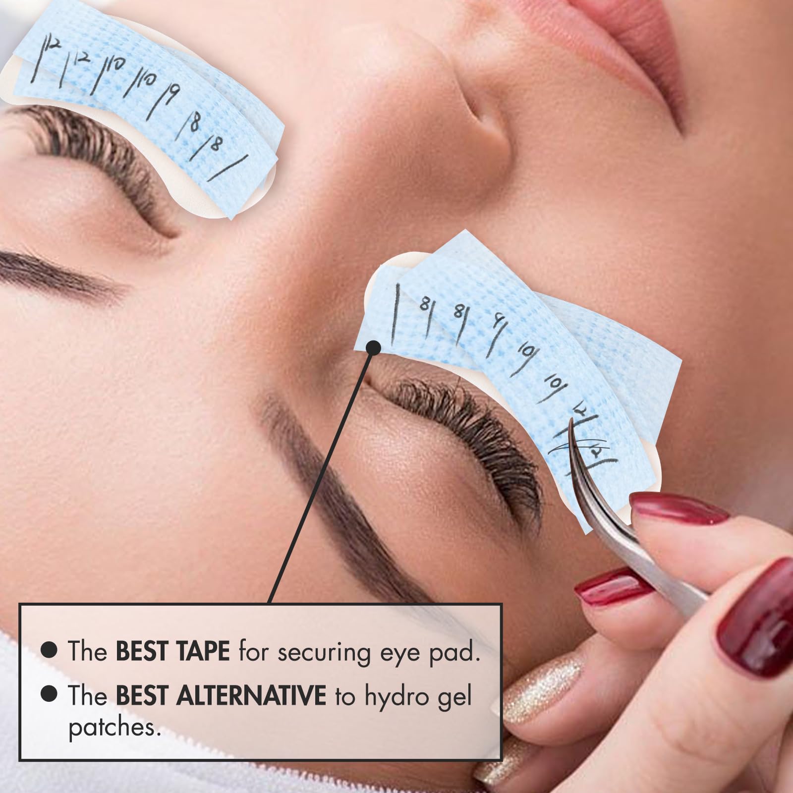 Embagol lash tape blue waterproof and oil resistant hold.