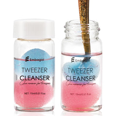 Embagol tweezer cleanser bottle for quick glue residue removal on lash tools.
