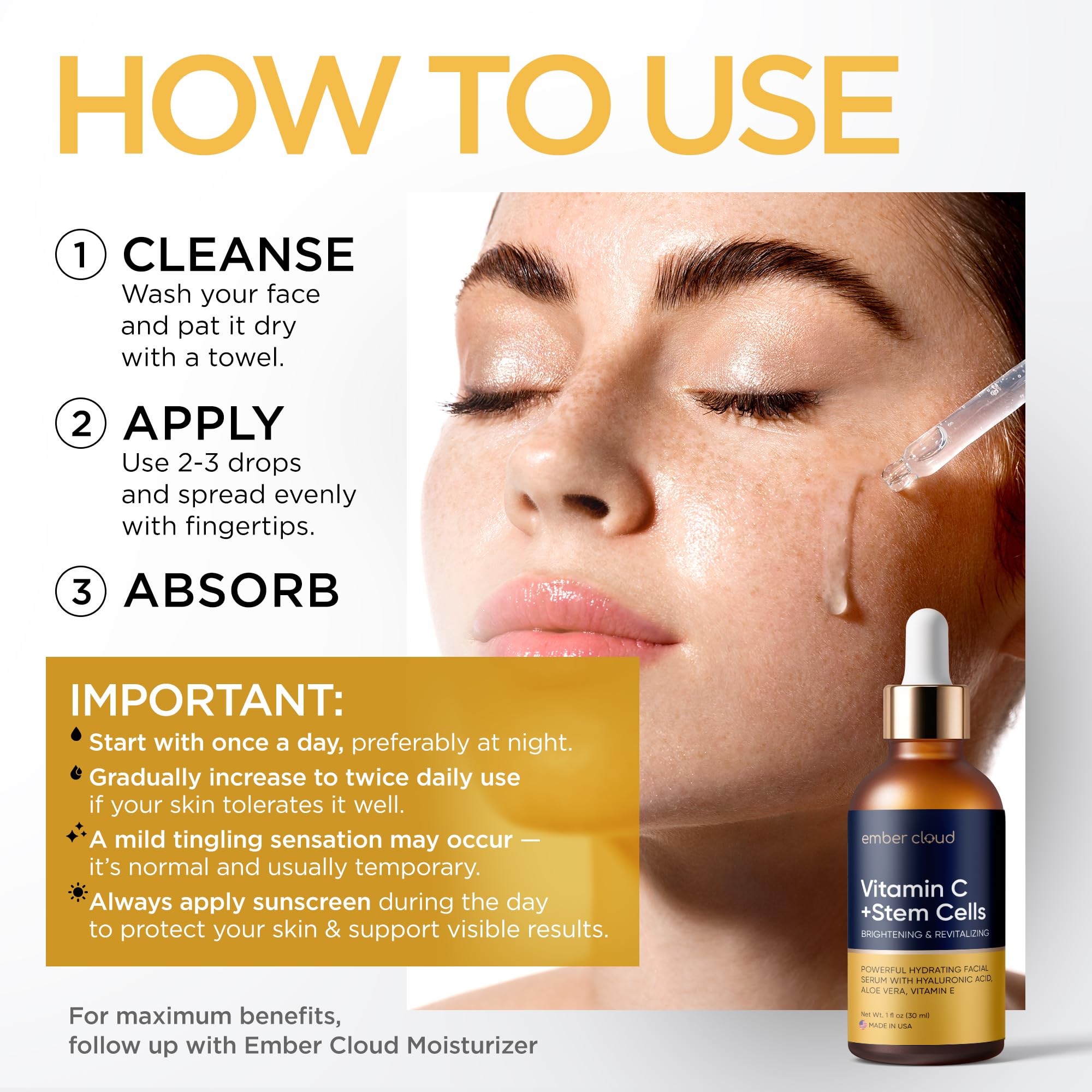 Smoothing application of Ember Cloud Aloe Vera and Vitamin E serum on the wrist.
