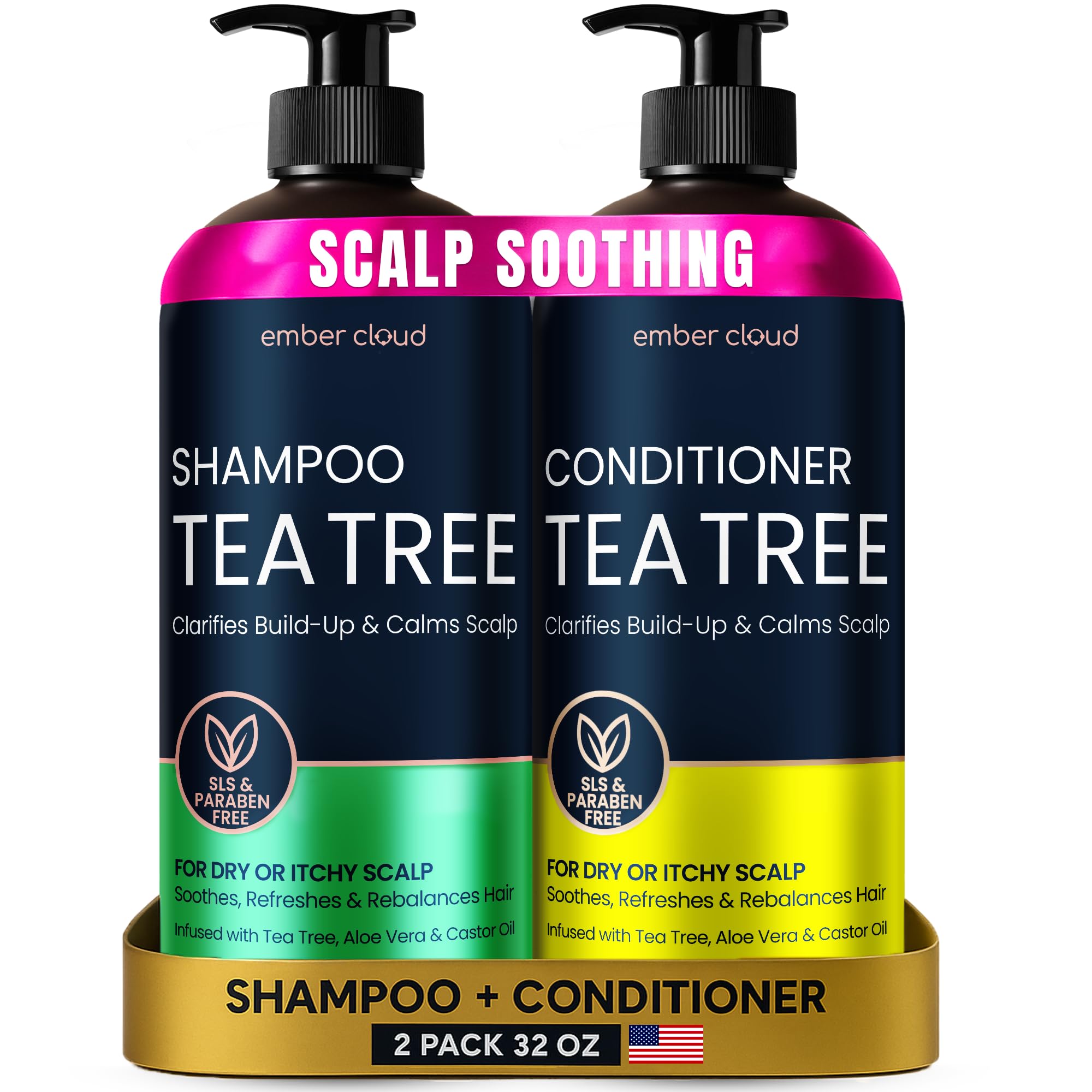 Ember Cloud champú árbol de té romero: limpieza profunda para cuero cabelludo.