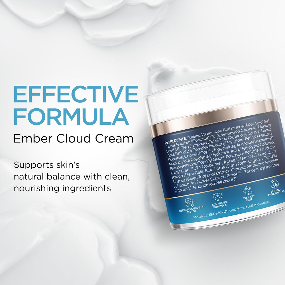 Ember Cloud Crema Colágeno antiarrugas, textura suave para tono uniforme.