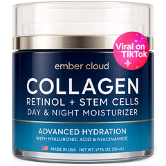 Ember Cloud Crema Colágeno con células vegetales en botella, favorece elasticidad de la piel.