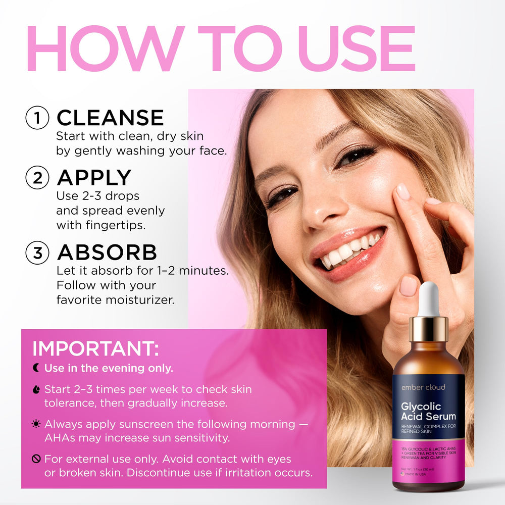 Ember Cloud Glycolic Serum packaging emphasizes made-in-USA craftsmanship