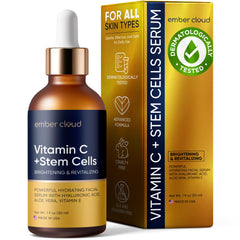 Ember Cloud Vitamin C Serum bottle front showing a brightening formula for all skin types.
