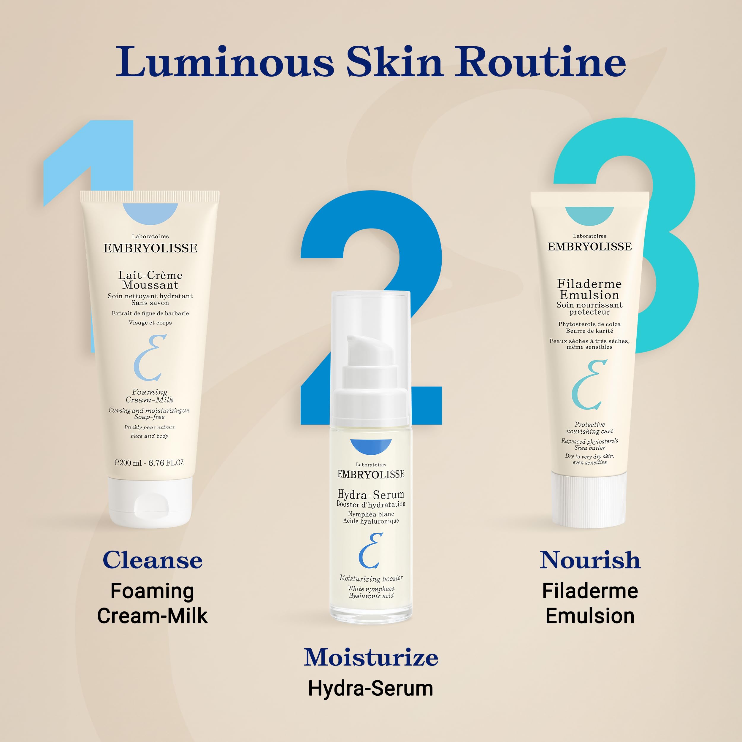 Embryolisse Filaderme Emulsion ingredients graphic shows natural origins.