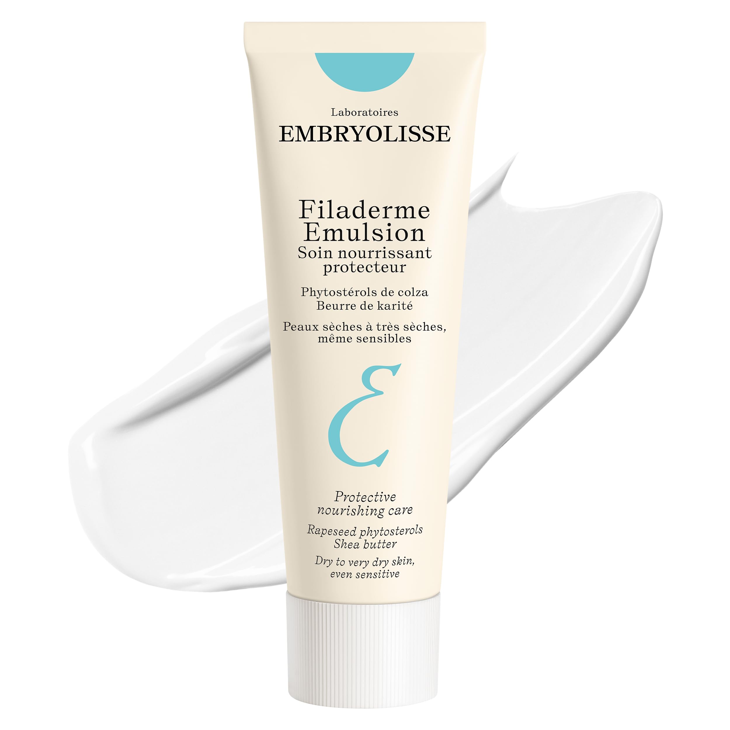 Embryolisse Filaderme Emulsion jar close-up reveals rich texture for dry skin comfort.