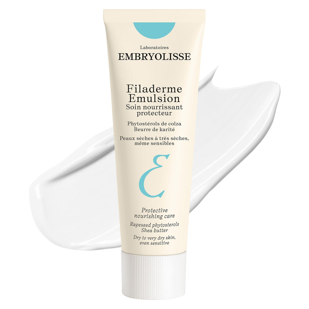 Embryolisse Filaderme Emulsion jar close-up reveals rich texture for dry skin comfort.