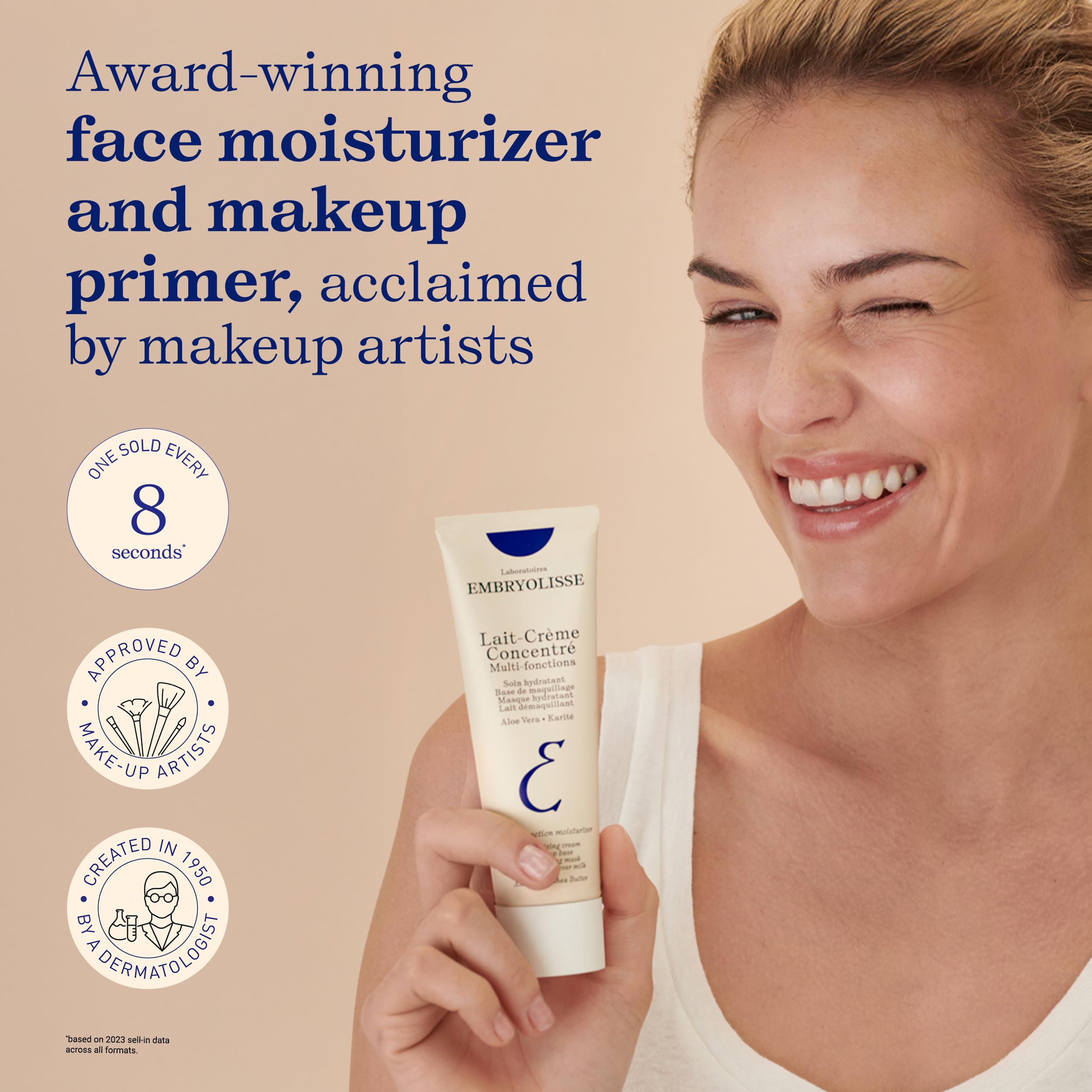 Embryolisse Lait-Crème Concentré cream swirl texture ready for absorption.