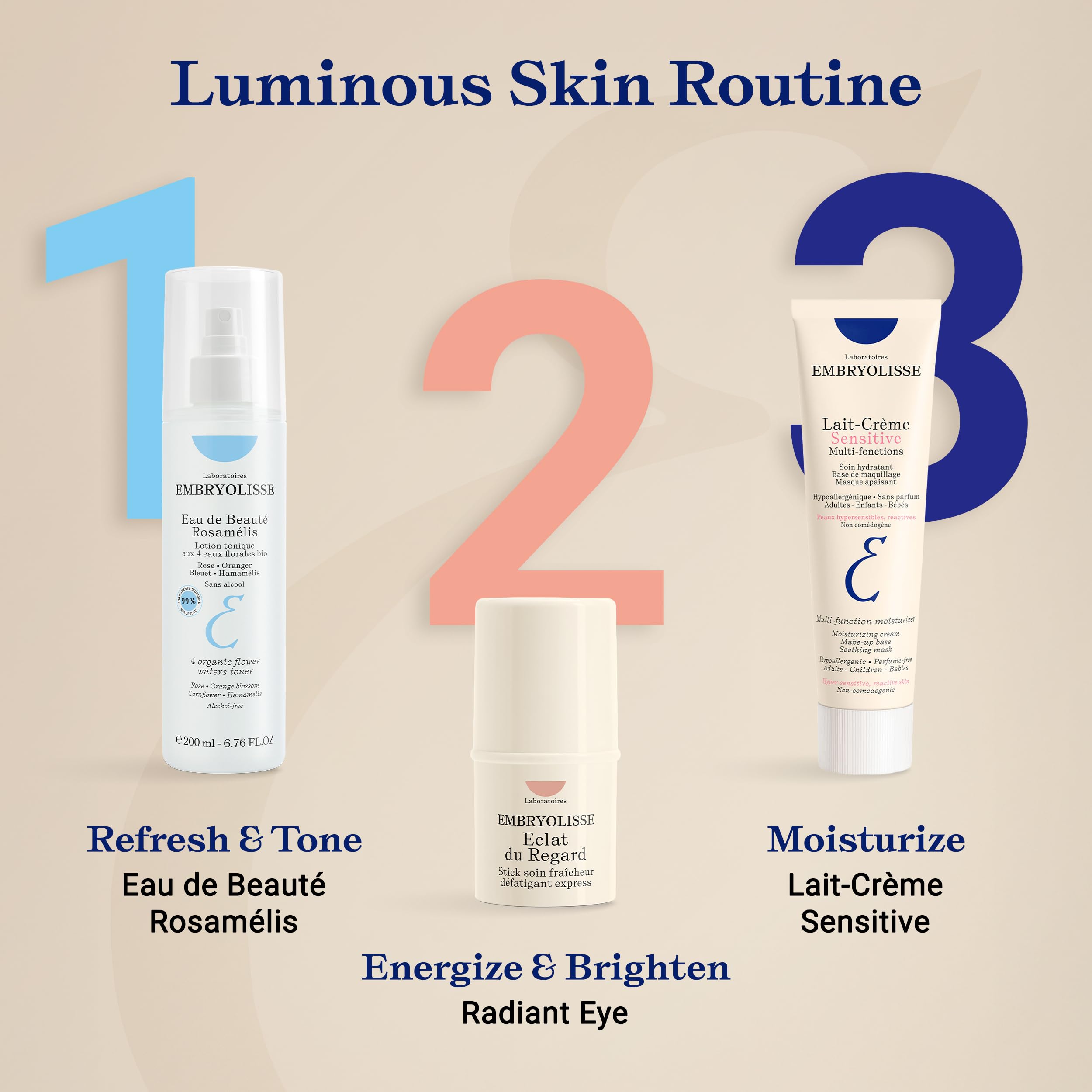 Fragrance-free label on Embryolisse Lait-Creme Sensitive packaging.