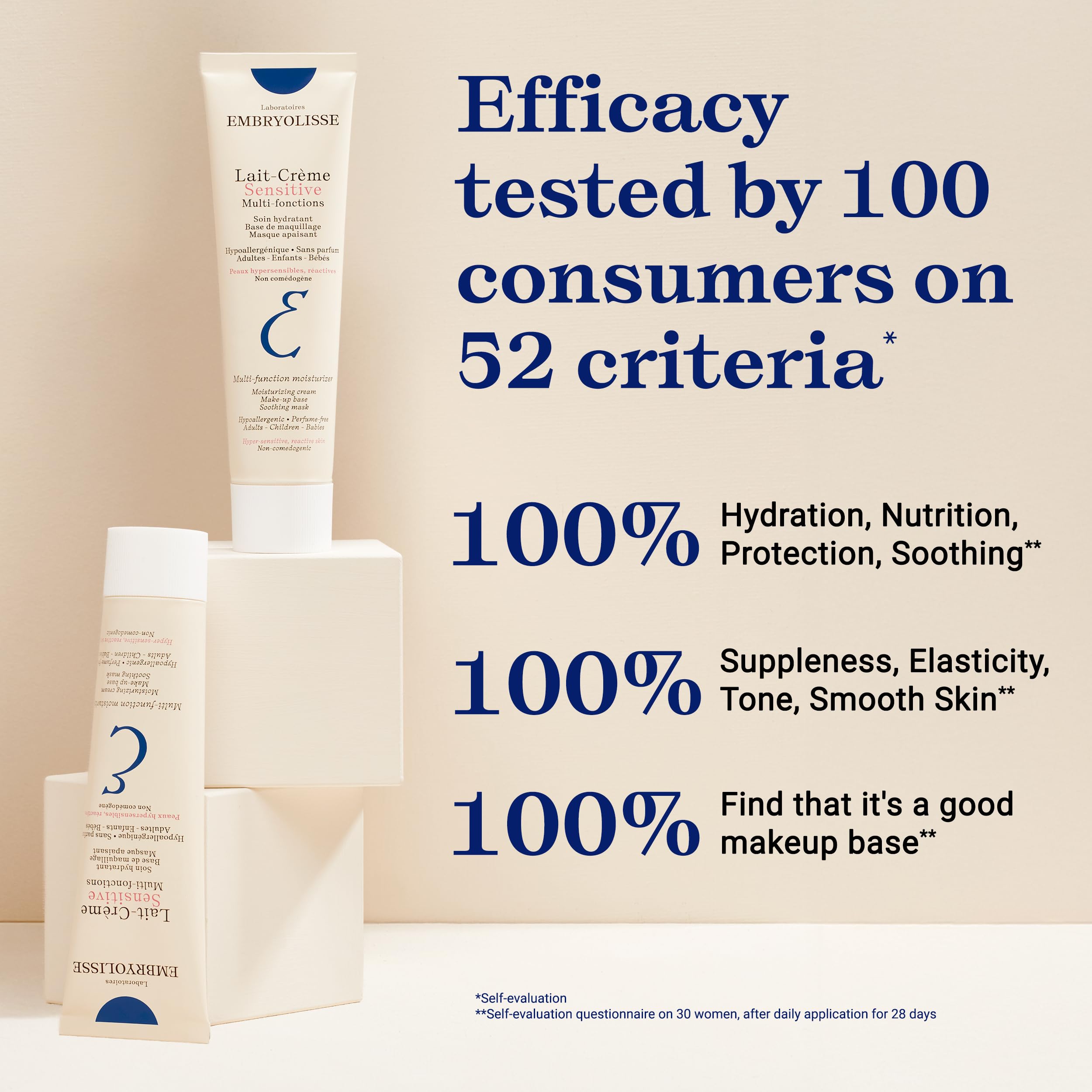 Ingredients image featuring aloe vera and shea butter in Embryolisse Lait-Creme Sensitive.