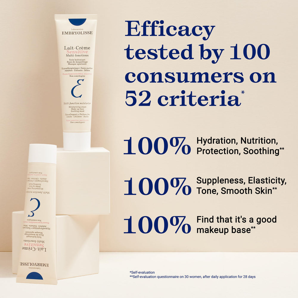 Ingredients image featuring aloe vera and shea butter in Embryolisse Lait-Creme Sensitive.