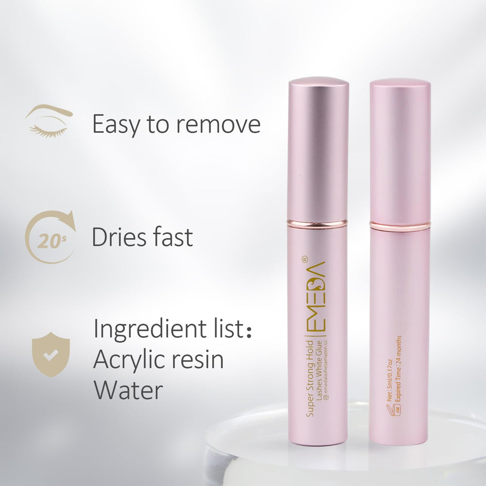 EMEDA lash glue applicator brush demonstrating precise application and quick dry