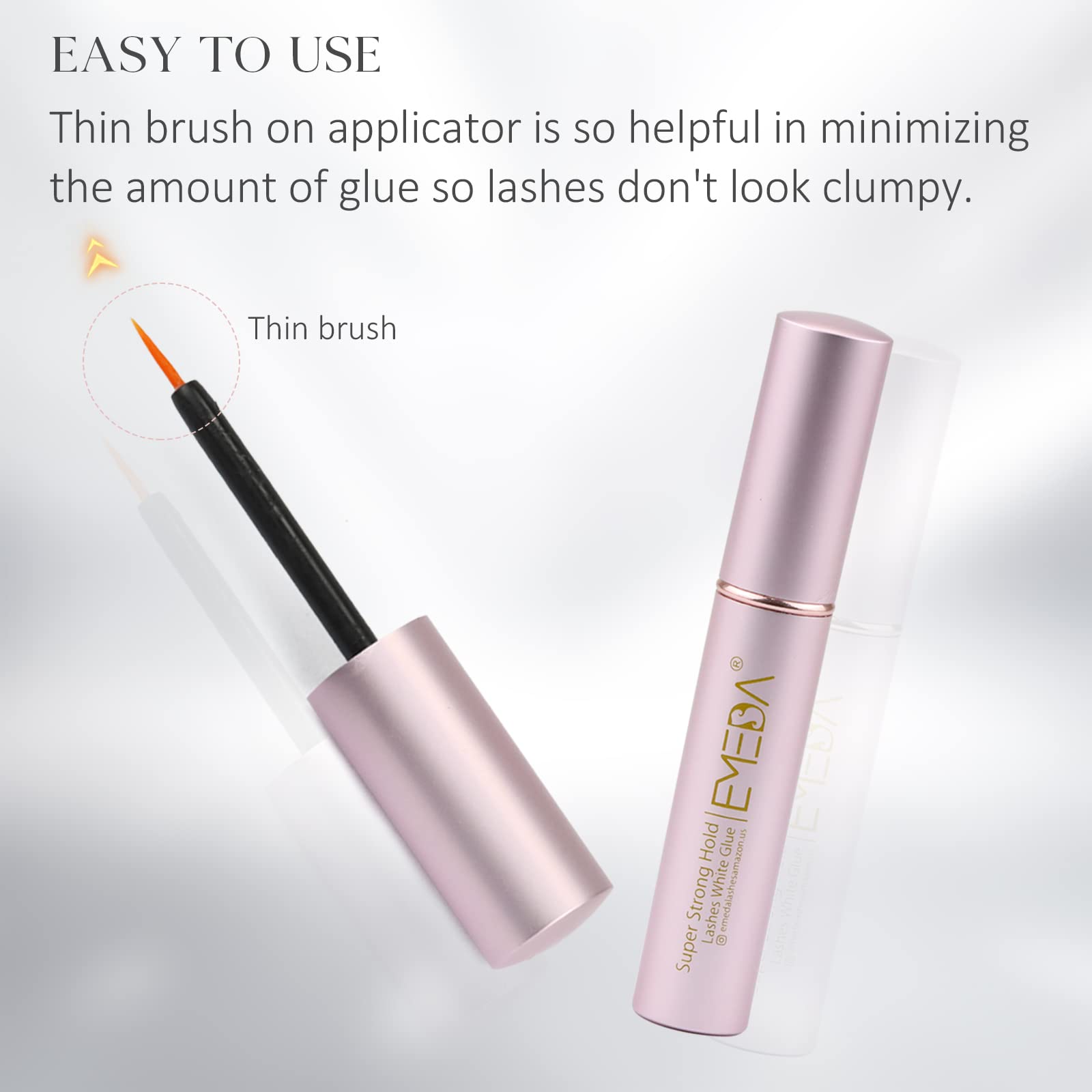 EMEDA glue drying clear on lashes blending with natural lash line
