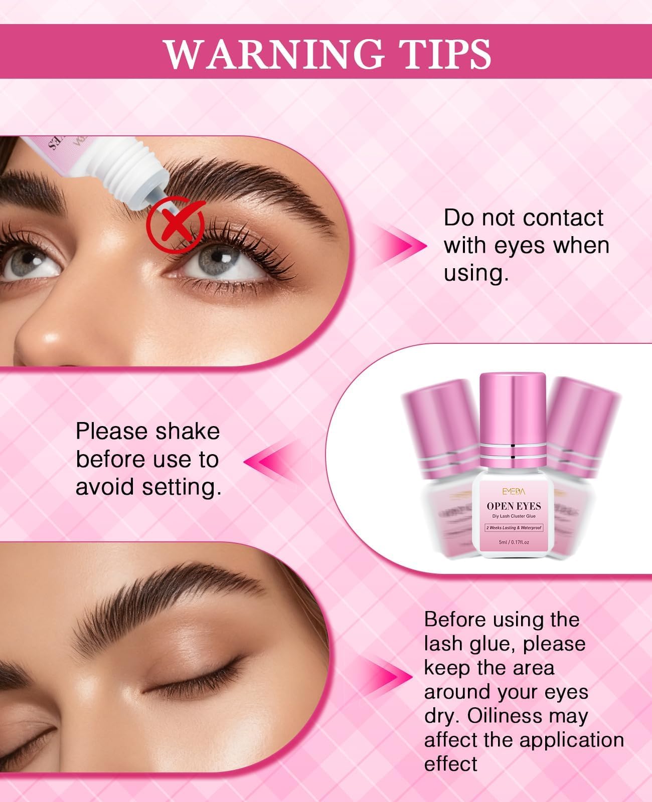 EMEDA gentle no fumes formula showcased with open-eye safe design.