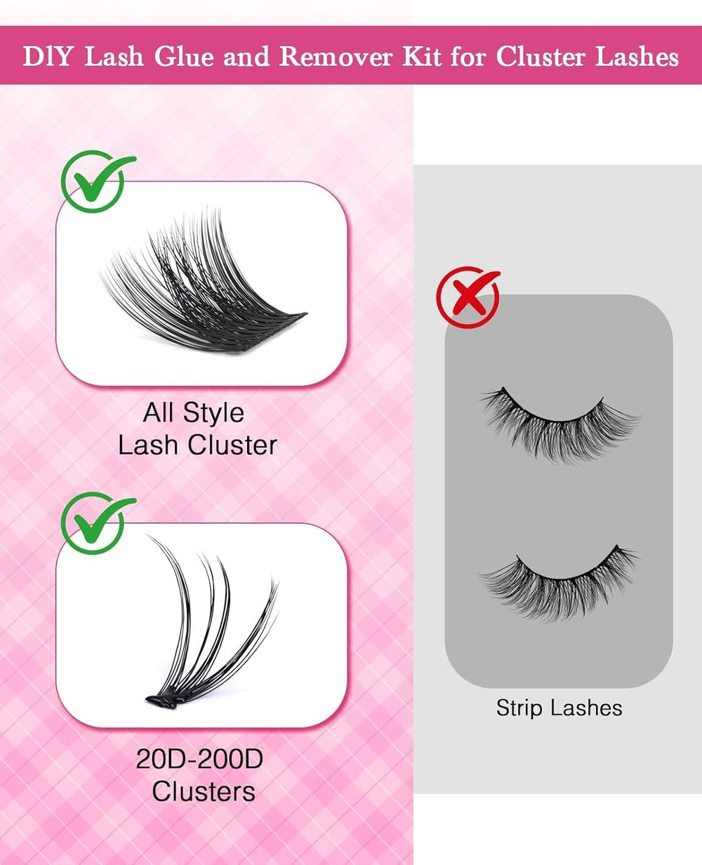 EMEDA lash cluster glue latex-free formula supports sensitive eye use.
