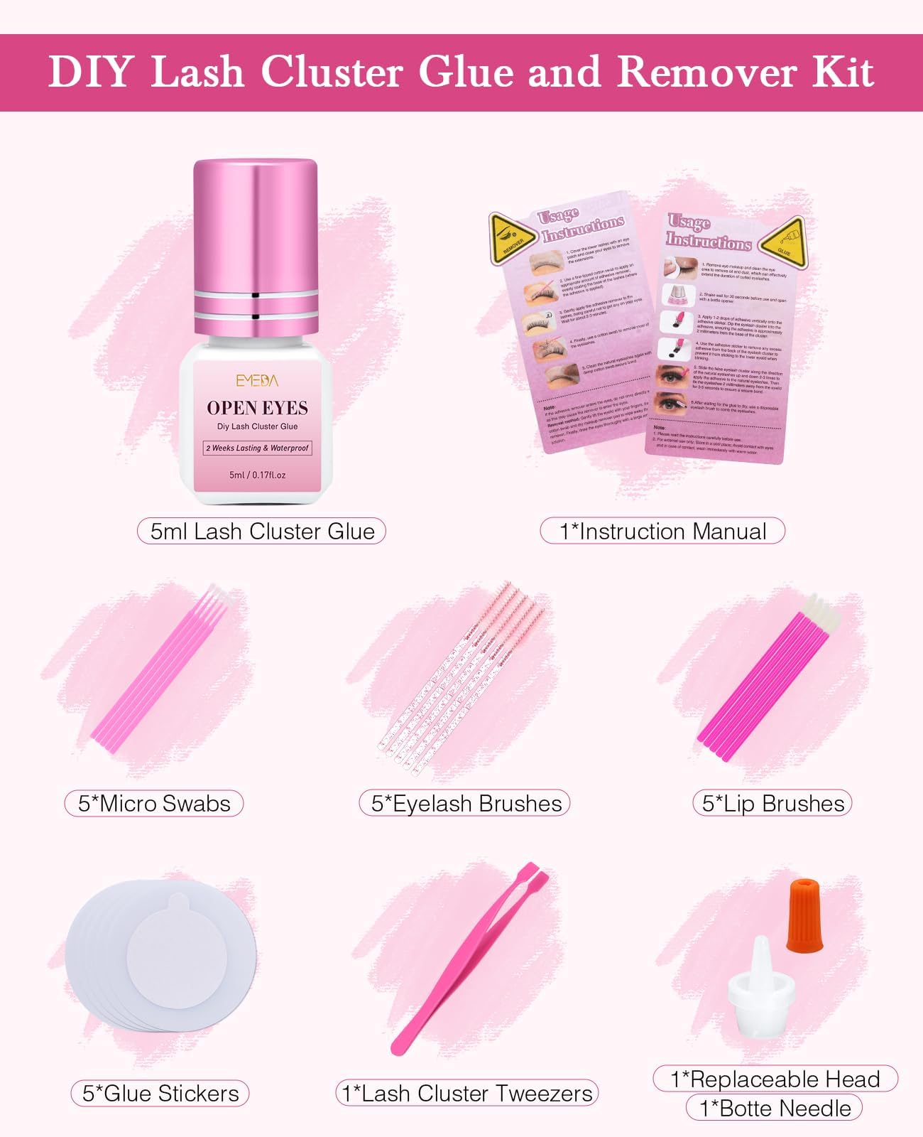 EMEDA lash glue remover professional tools visible for precise removal and residue-free finish.