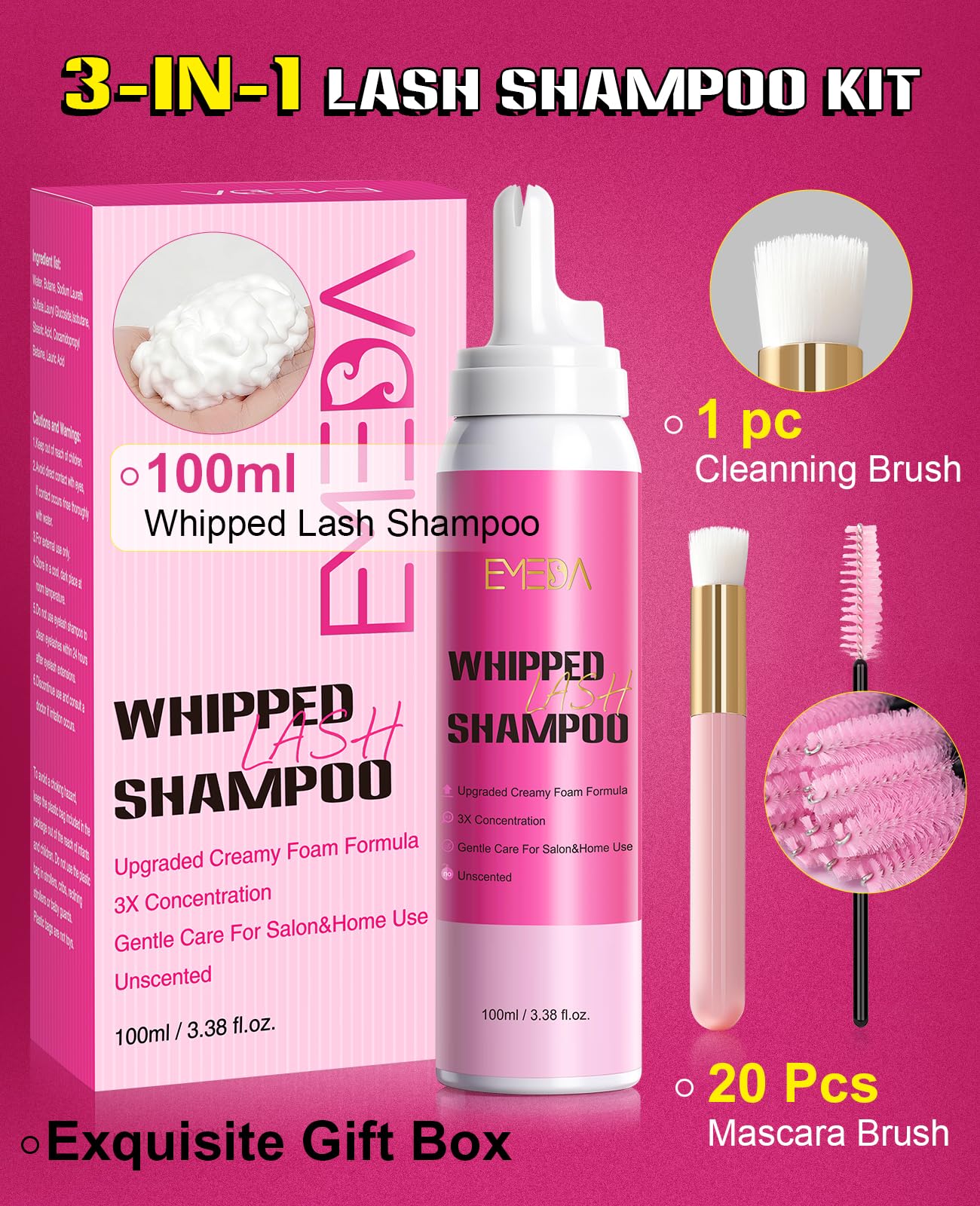 EMEDA Lash Shampoo Kit apto para uso en salón o casa