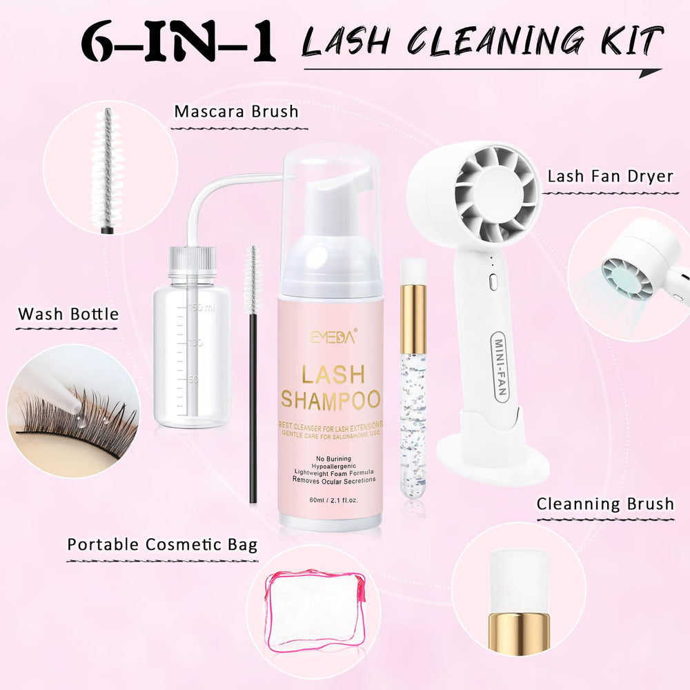 EMEDA kit pestañas champú sin aceite para limpieza suave