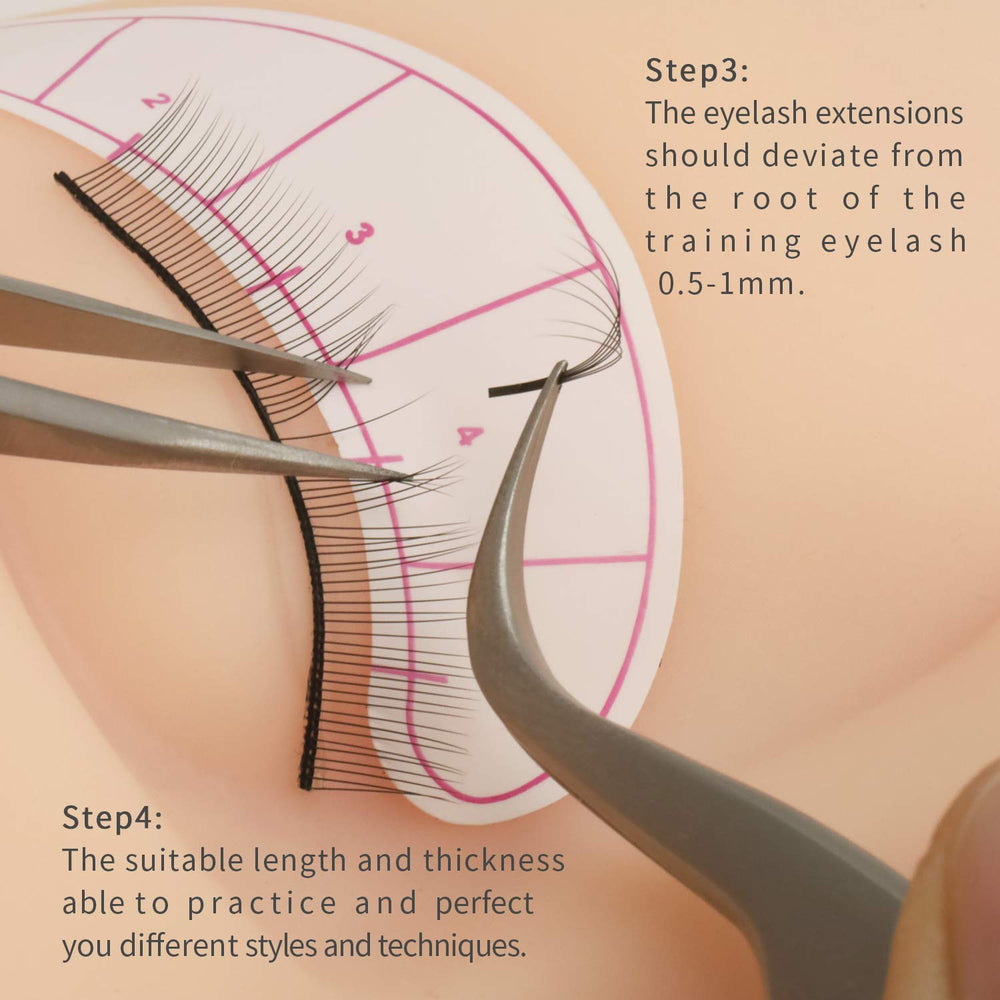 EMEDA mannequin-head lash training setup for realistic application practice