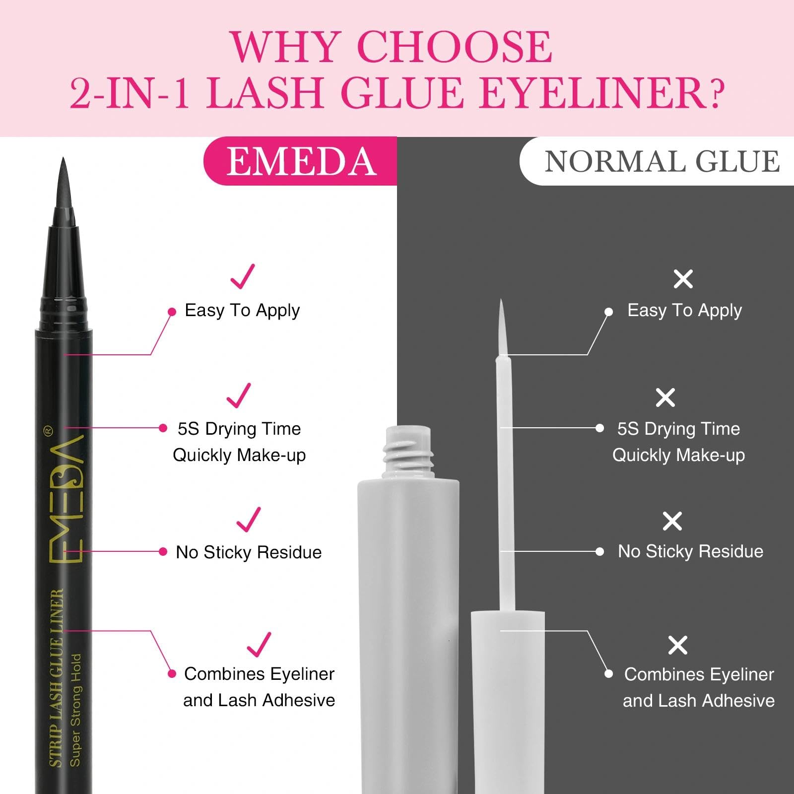 EMEDA Matte-finish eyeliner look complements natural lash styles.