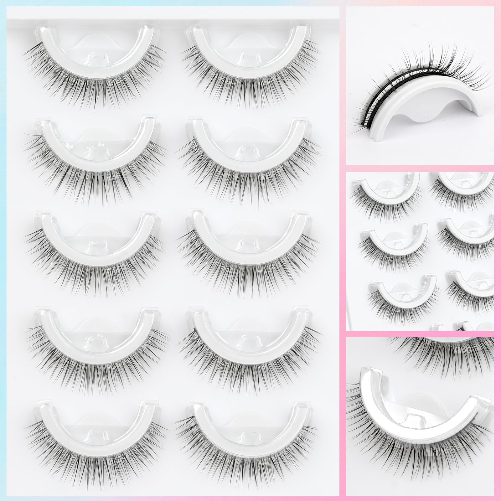 EMEDA reusable self-adhesive lashes pack for multiple wears
