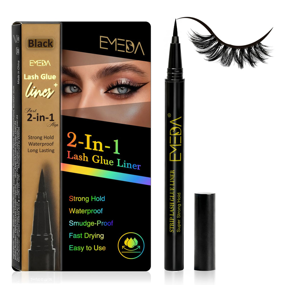 EMEDA Strip Lash Glue Eyeliner Pen offers precise application and secure lash hold.