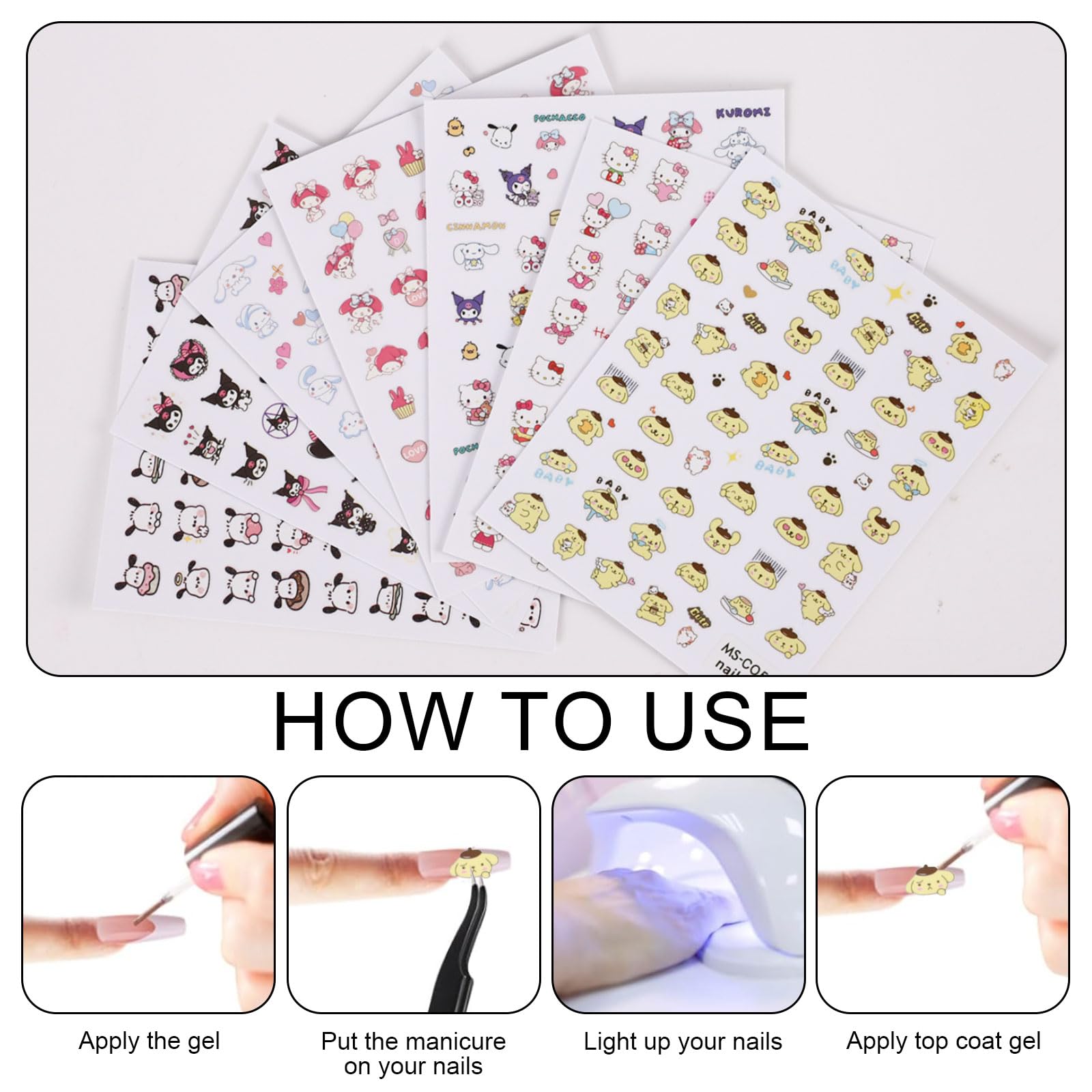 Emifunny gift-ready cartoon nail decals for women and kids.