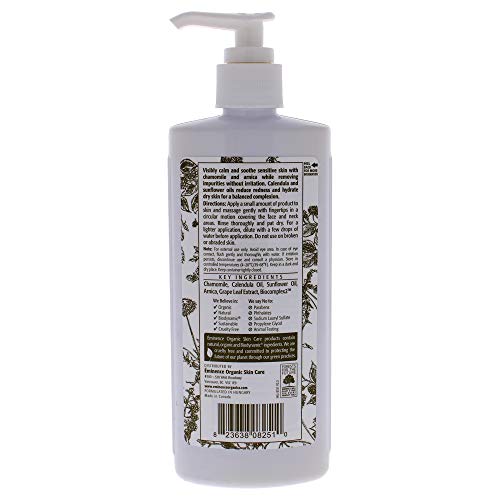 Eminence Calm Skin Chamomile Cleanser lather closeup indicating mild cleansing