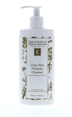 Eminence Clear Skin Probiotic Cleanser bottle close-up for daily cleansing and oil control