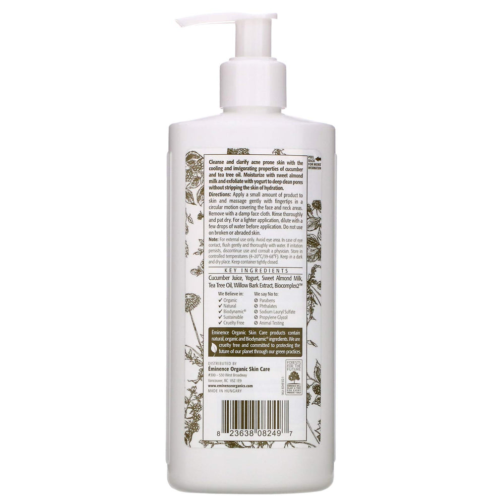 Close-up of Eminence Clear Skin Probiotic Cleanser texture showing creamy foam for soothing irritated skin