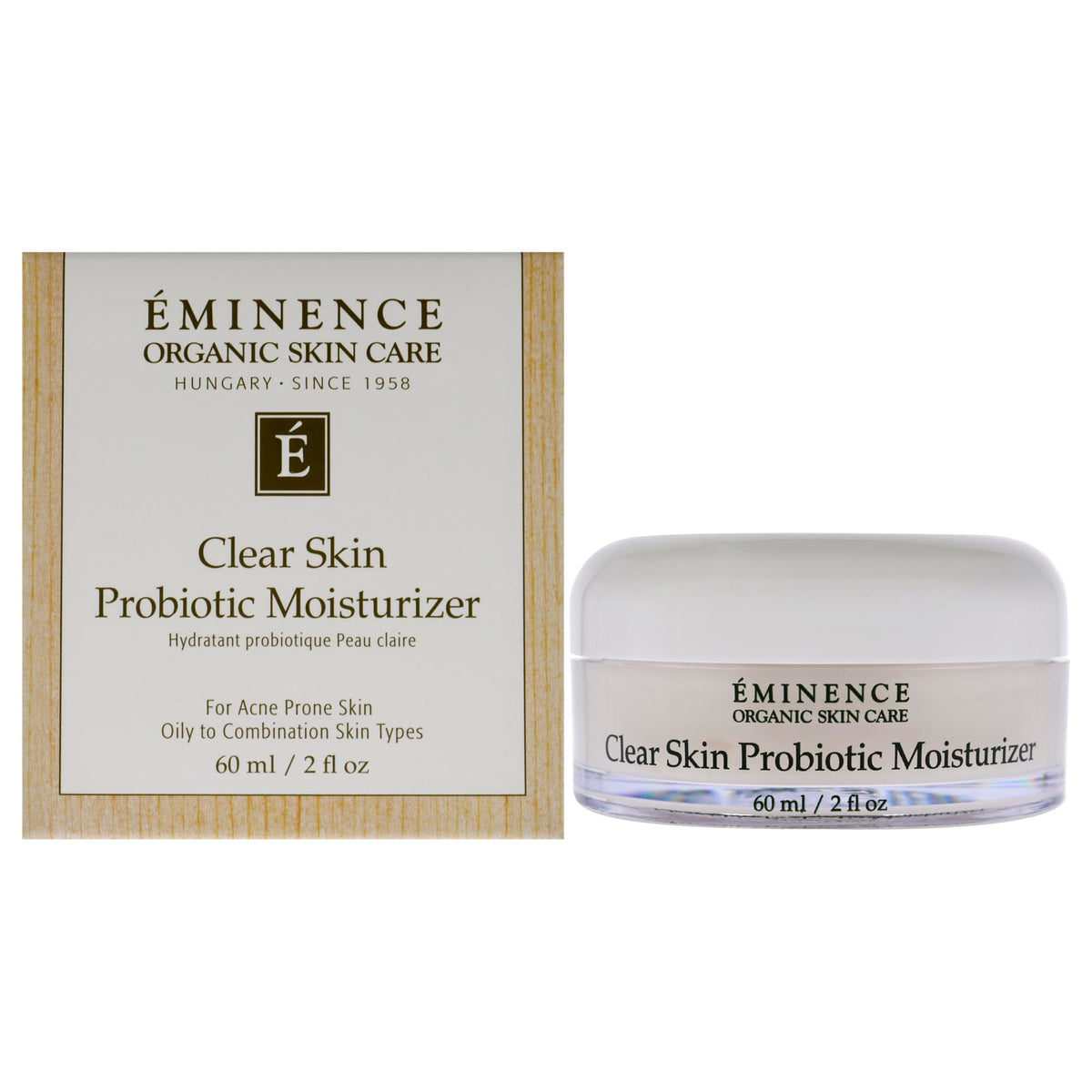 Eminence Clear Skin Probiotic Moisturizer bottle close-up for balanced hydration