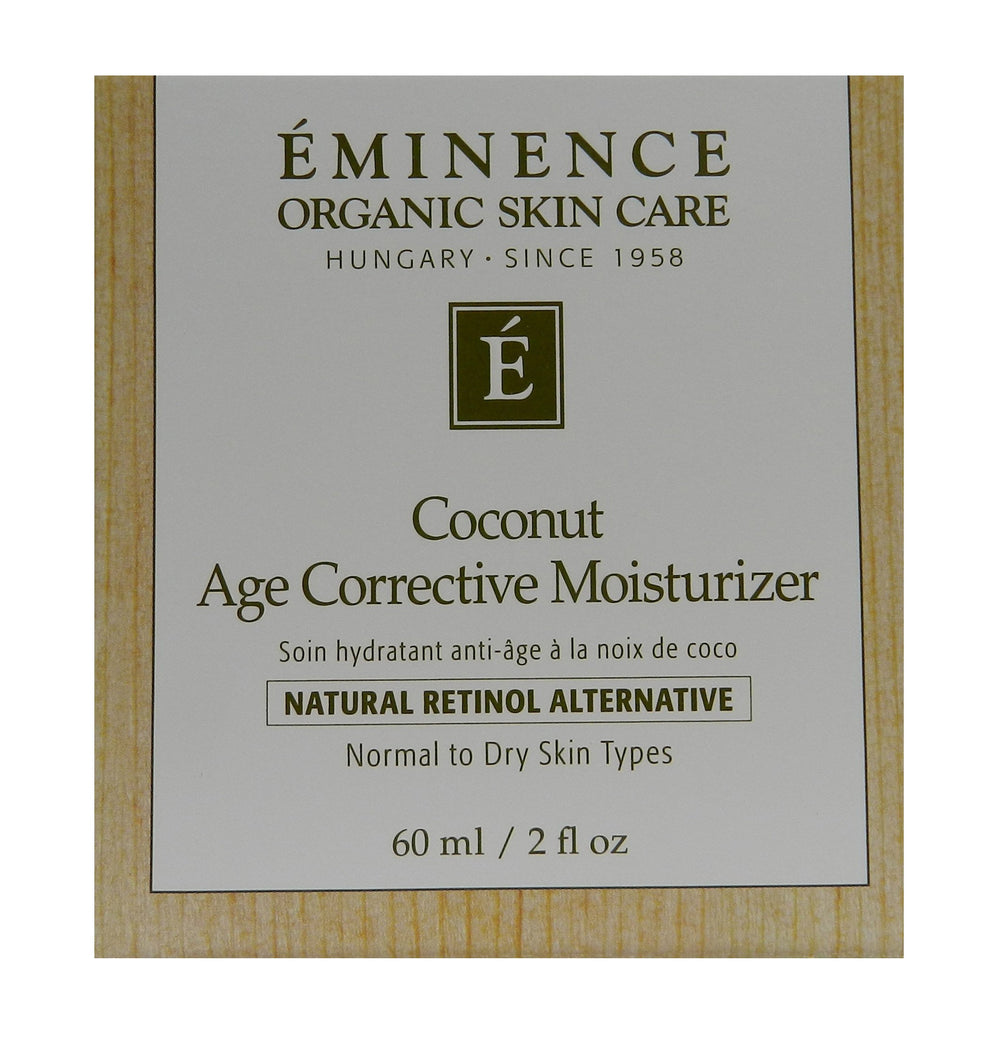 Eminence Coconut Age Corrective Moisturizer on skin shows smooth, even texture.