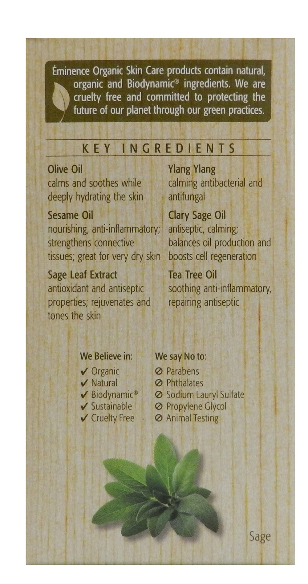 Close-up of herbal ingredients featured in Eminence Facial Recovery Oil.
