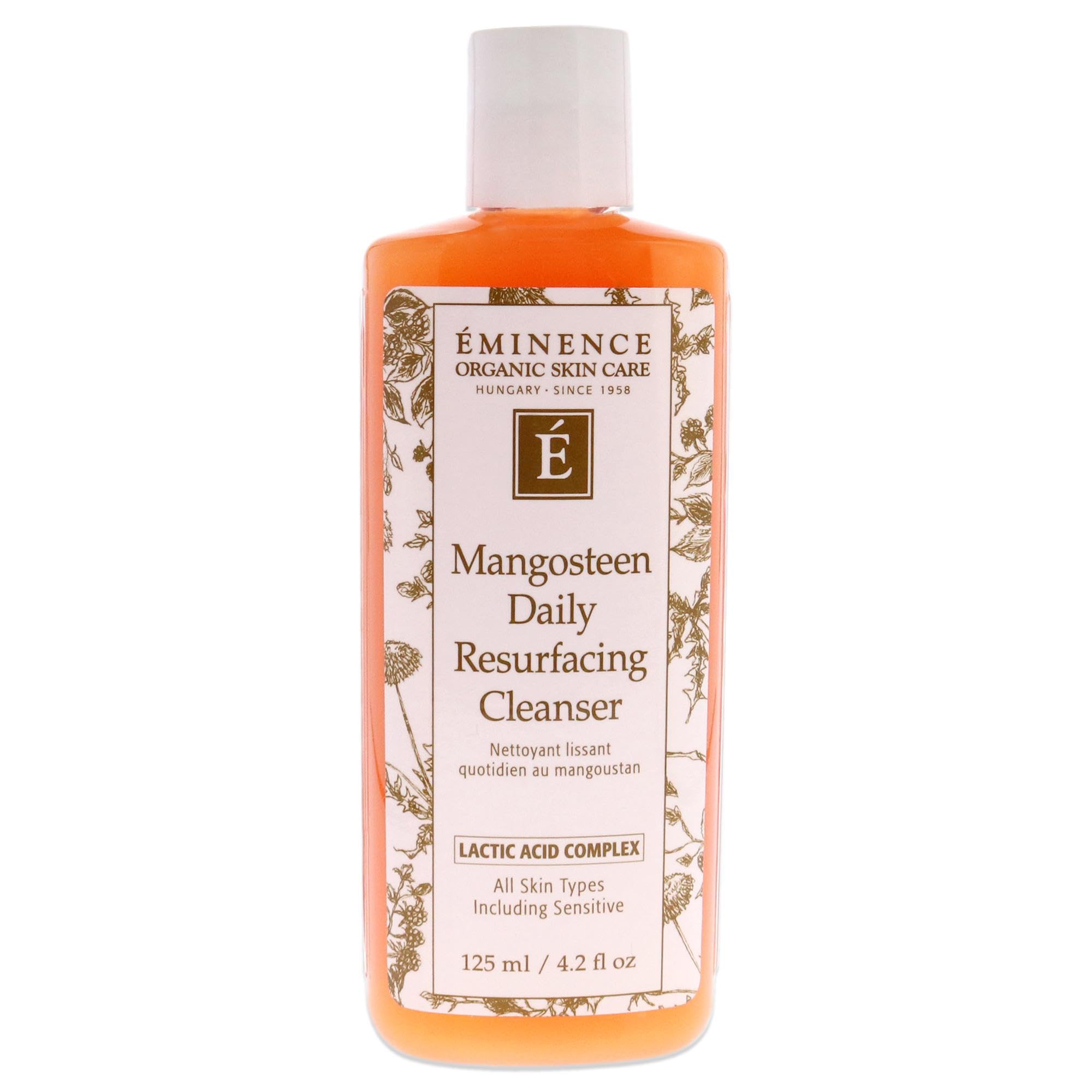Eminence Mangosteen Daily Resurfacing Cleanser bottle offers gentle exfoliation for smoother skin