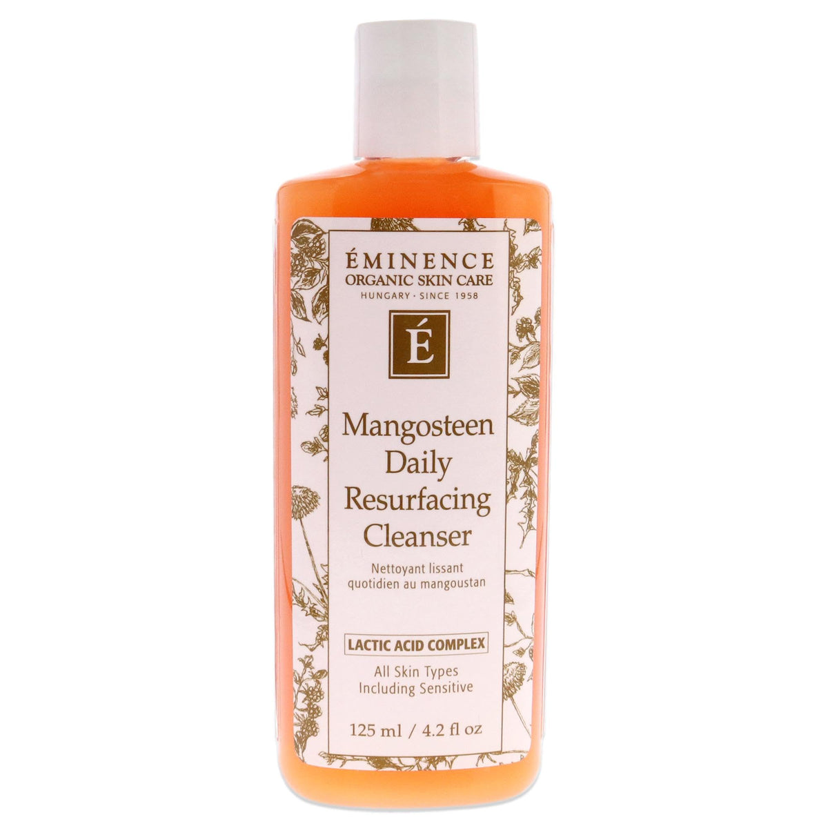 Eminence Mangosteen Daily Resurfacing Cleanser bottle offers gentle exfoliation for smoother skin