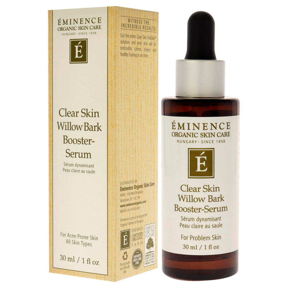 Eminence Willow Bark Booster Serum drop application demonstrates easy routine