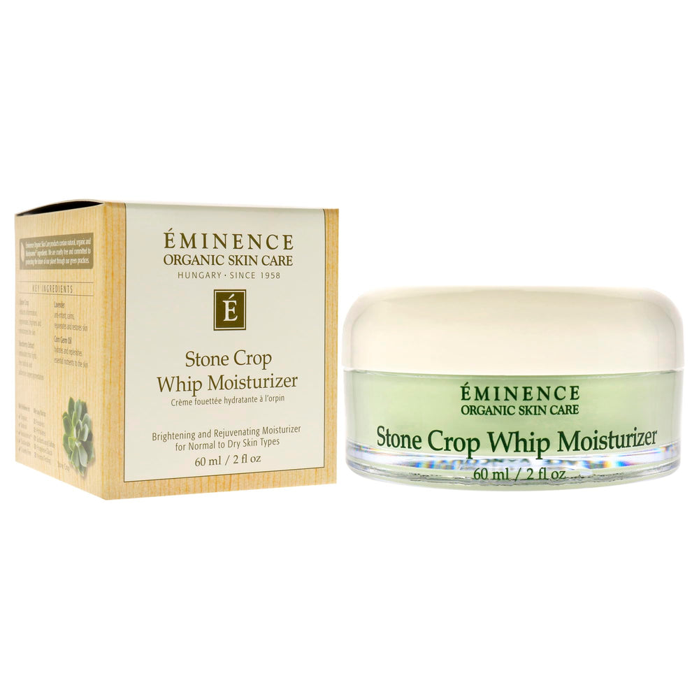Creamy Eminence Stone Crop Whip Moisturizer jar open for nourishing application
