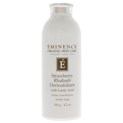 Eminence Strawberry Rhubarb Dermafoliant packaging highlights a gentle exfoliant for polished skin.