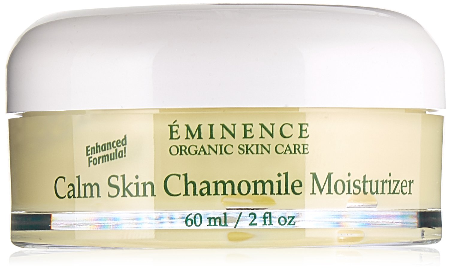 Eminence Vitaskin Calm Skin Chamomile moisturizer bottle gleams, soothing sensitive skin with chamomile and Arnica.