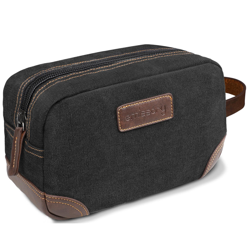 Emissary men's toiletry bag front view for compact travel storage