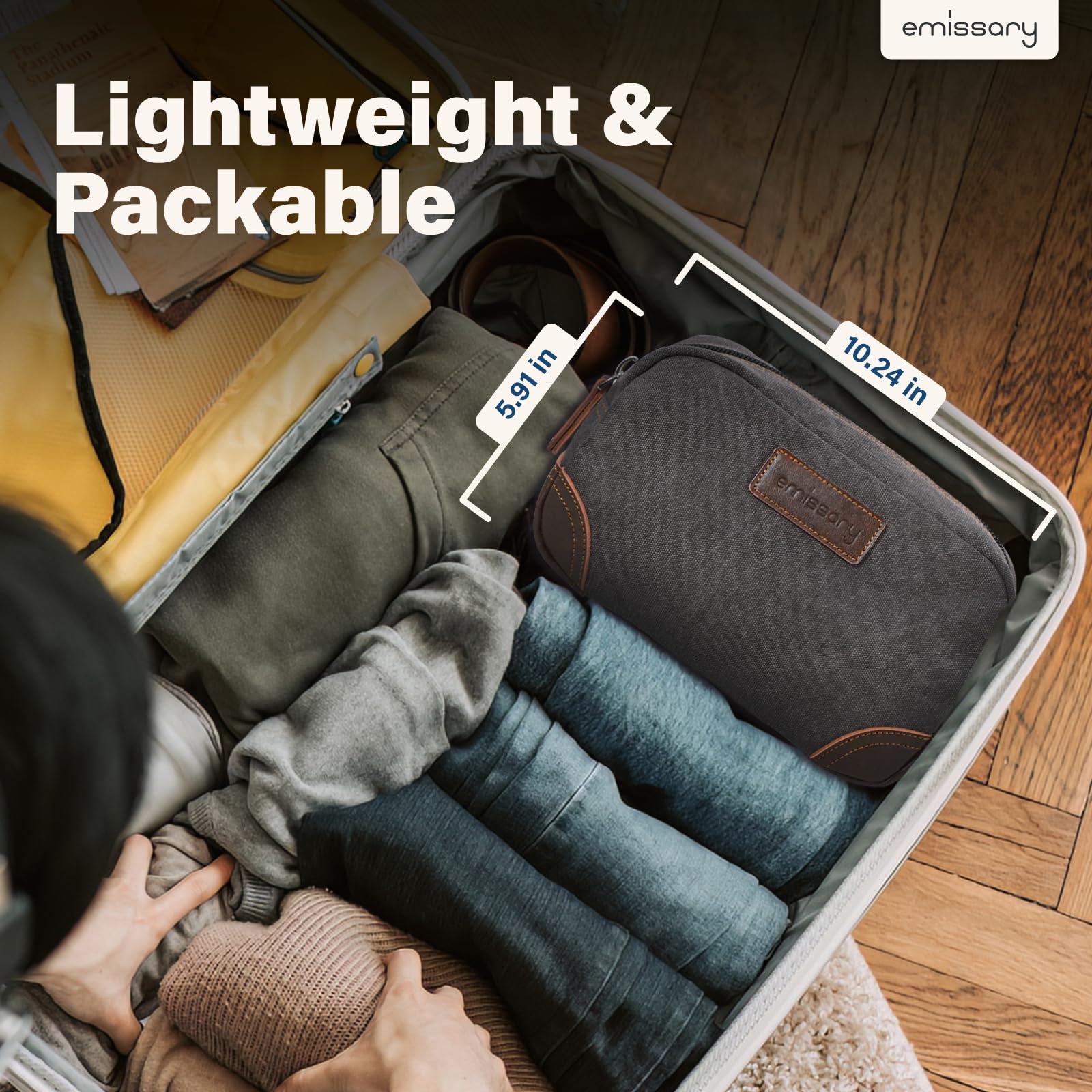 emissary Toiletry Bag internal pocket exposed for organized essentials