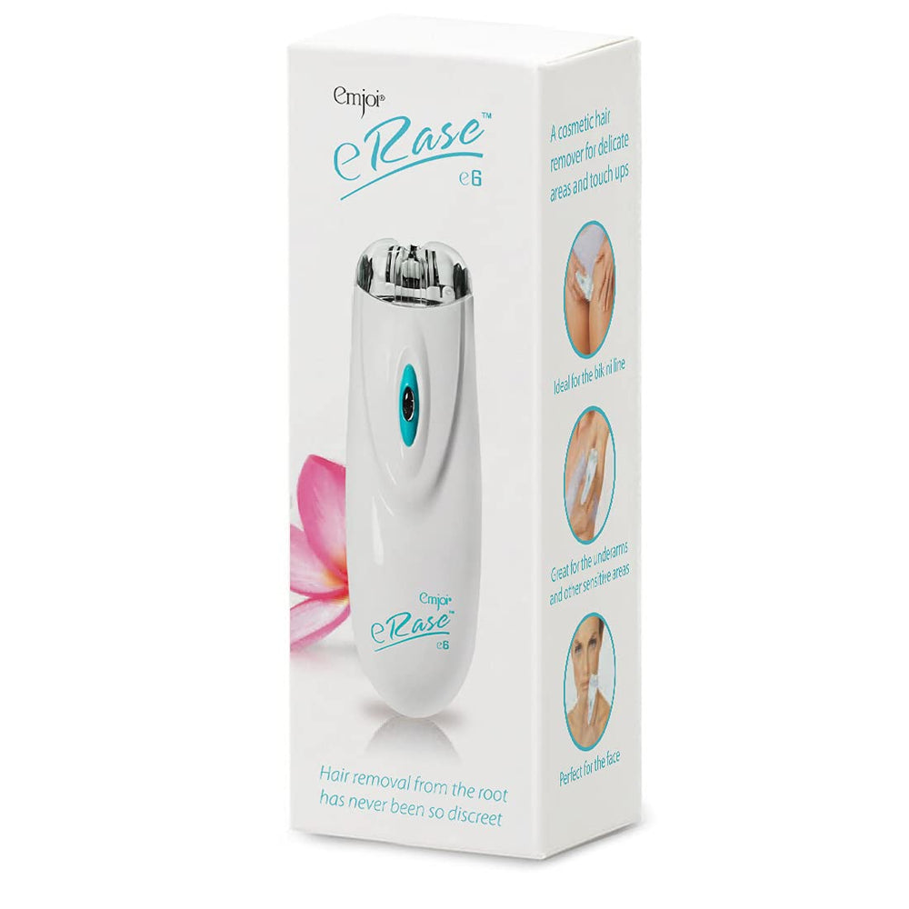 Emjoi eRase e6 three-disc system enabling efficient root hair removal.