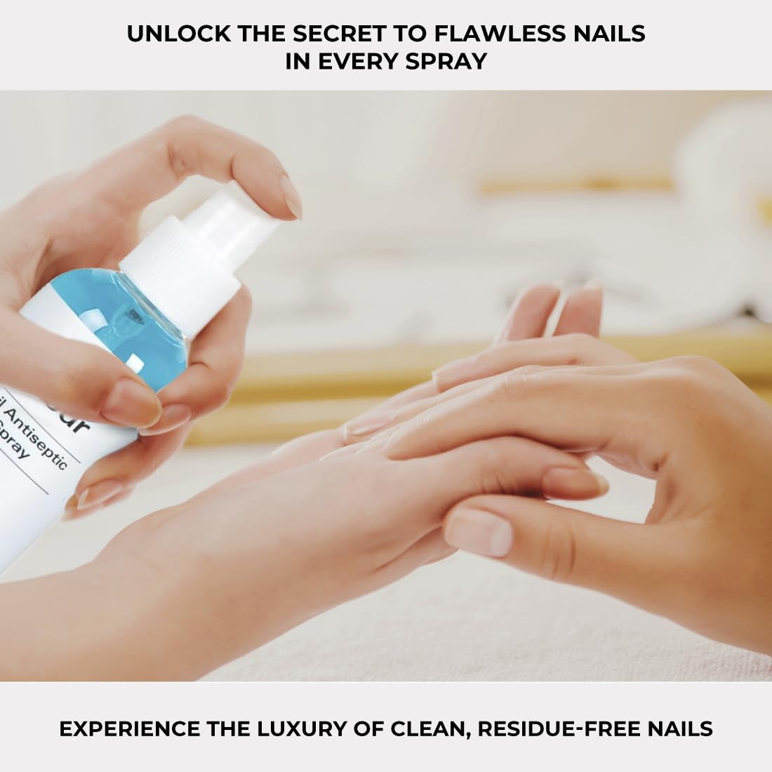 EMMA Beauty Scour Nail Antiseptic Spray packaging showing 3.3 oz bottle.