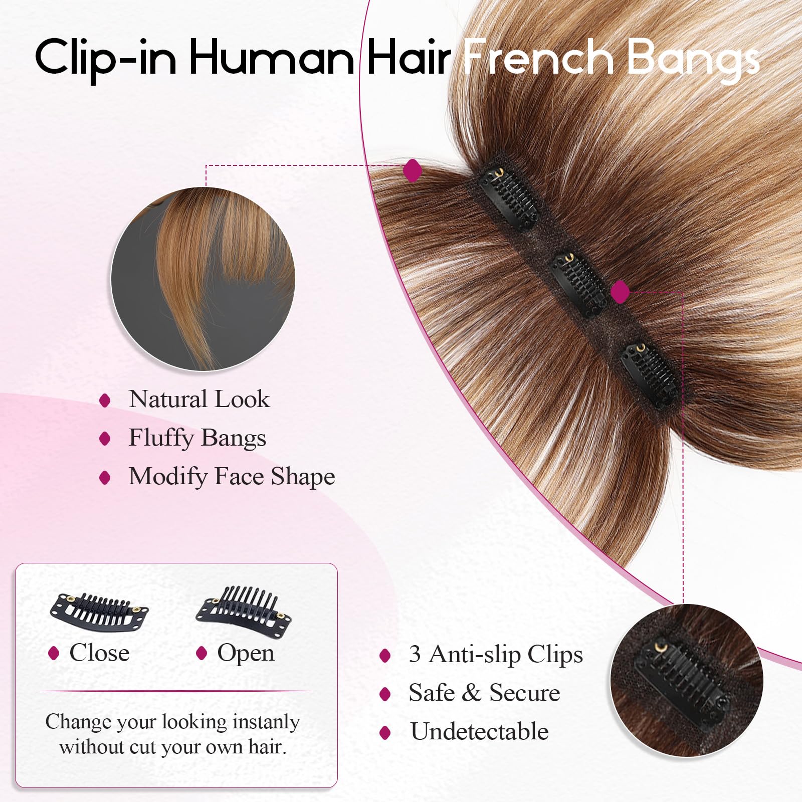 EMMOR Clip-in Bangs daily use style suitable for casual or formal looks