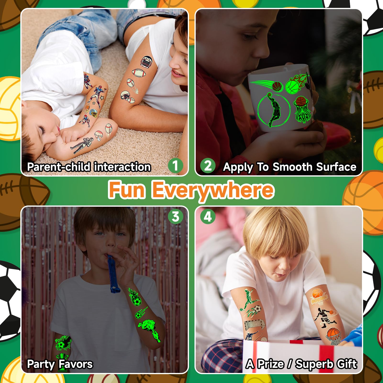 EMOME sports stickers are safe, easy to apply on clean skin, remove with oil.