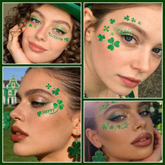 EMOME Día de San Patricio: símbolos de suerte, brillantes en la cara.