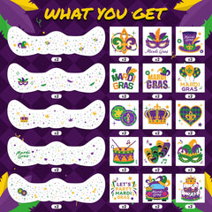 EMOME Mardi Gras tatuajes de cuerpo con brillo para fiestas.