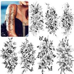 EMOME 12 hojas de tatuajes temporales con flores para mangas y piernas.