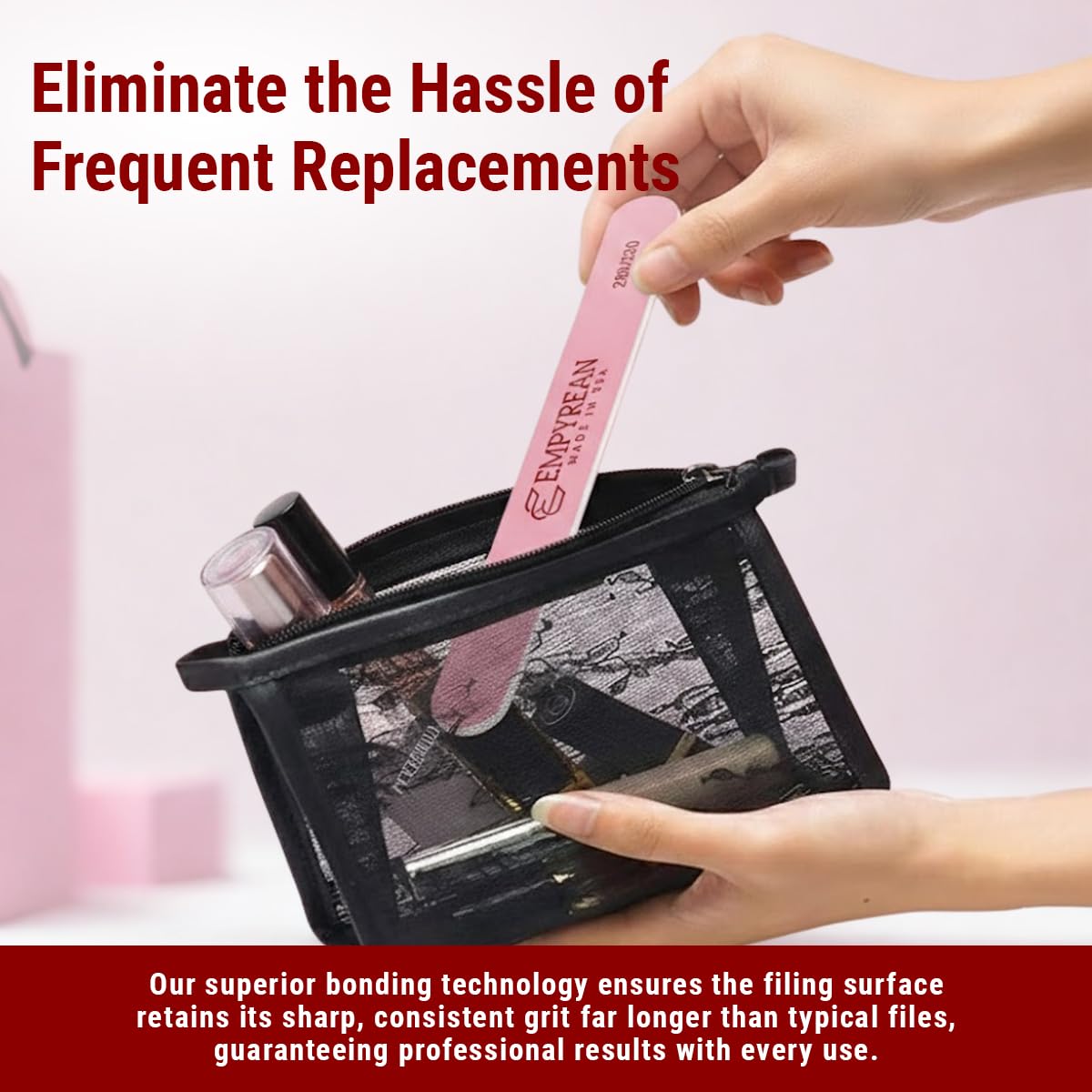 Empyrean Files premium pink reusable nail file for repeated use